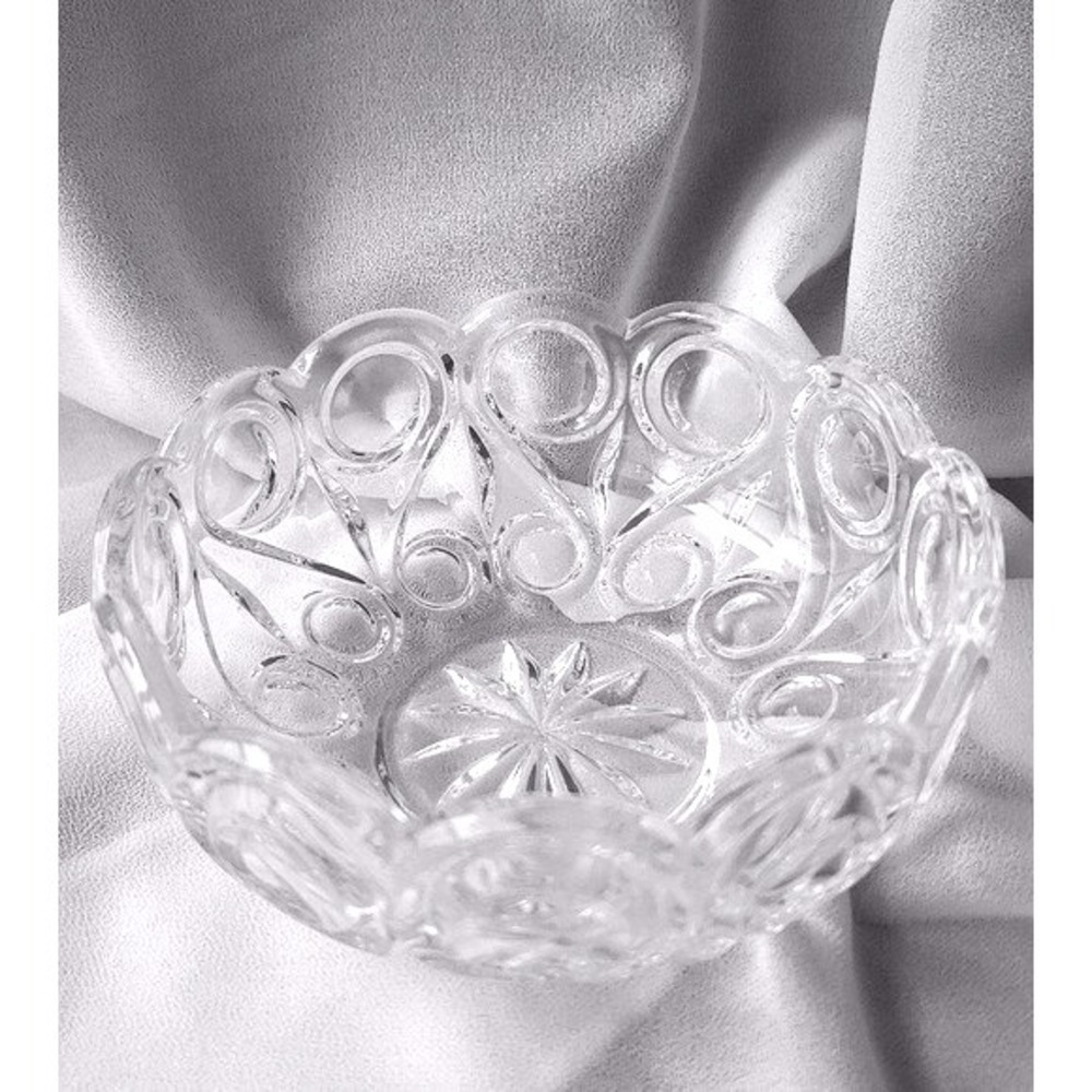 Clear‎ Glass Bowl Decorative Starburst Design Candy Nut Trinket Dish